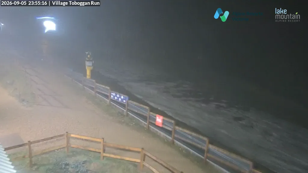 Lake Mountain Village Toboggan Run snow cam captured at 5 September 2026 at 11:55 pm AEST