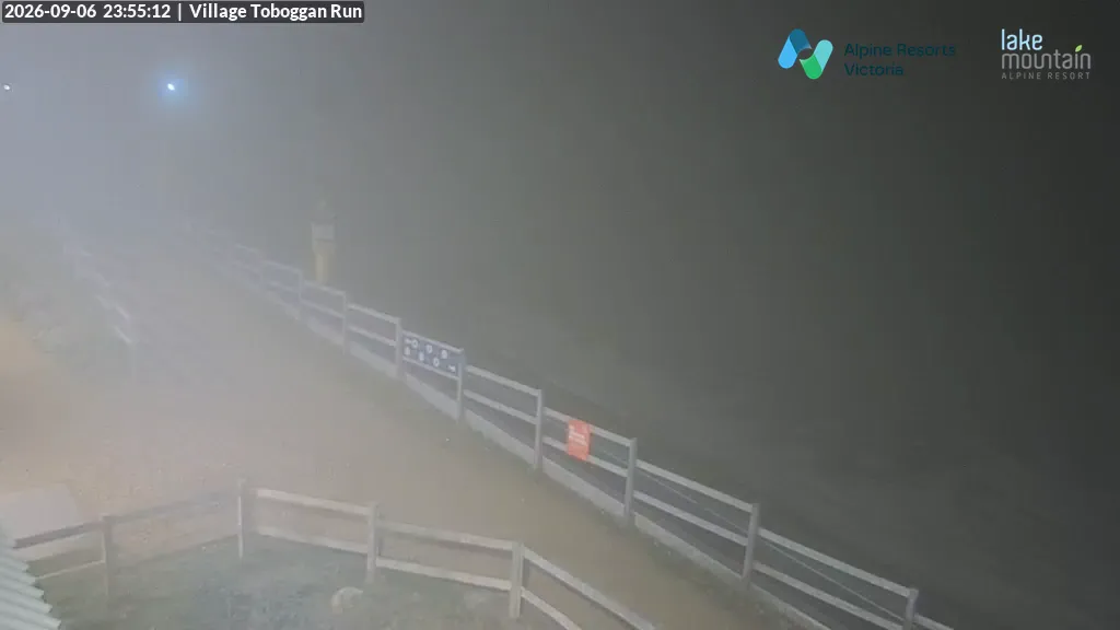 Lake Mountain Village Toboggan Run snow cam captured at 6 September 2026 at 11:57 pm AEST