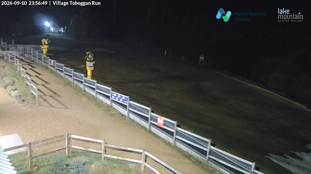 Lake Mountain Village Toboggan Run snow cam captured at 10 September 2026 at 11:58 pm AEST