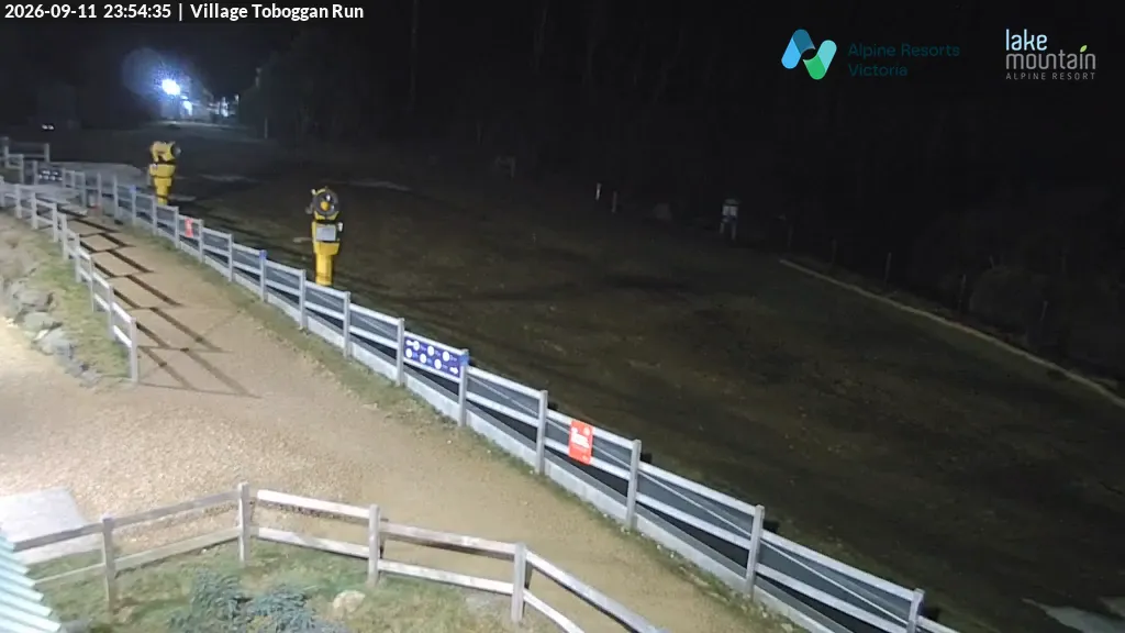 Lake Mountain Village Toboggan Run snow cam captured at 11 September 2026 at 11:55 pm AEST