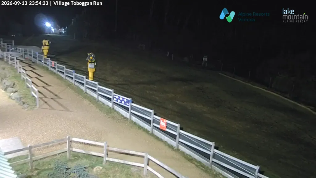 Lake Mountain Village Toboggan Run snow cam captured at 13 September 2026 at 11:54 pm AEST