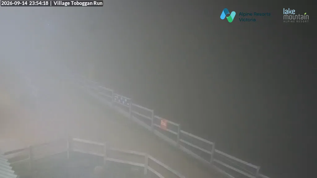 Lake Mountain Village Toboggan Run snow cam captured at 14 September 2026 at 11:55 pm AEST
