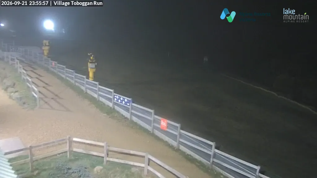 Lake Mountain Village Toboggan Run snow cam captured at 21 September 2026 at 11:57 pm AEST
