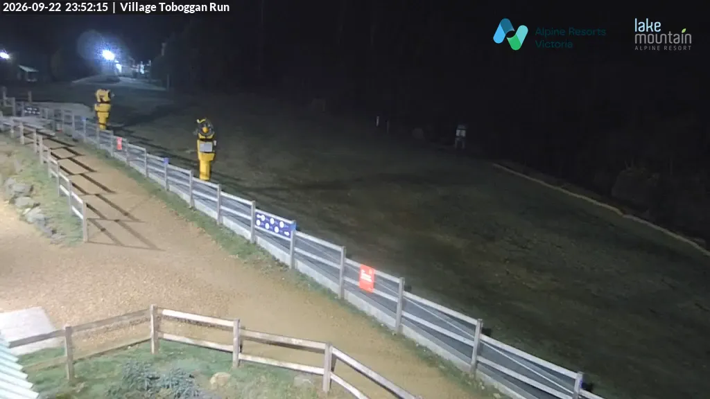 Lake Mountain Village Toboggan Run snow cam captured at 22 September 2026 at 11:53 pm AEST