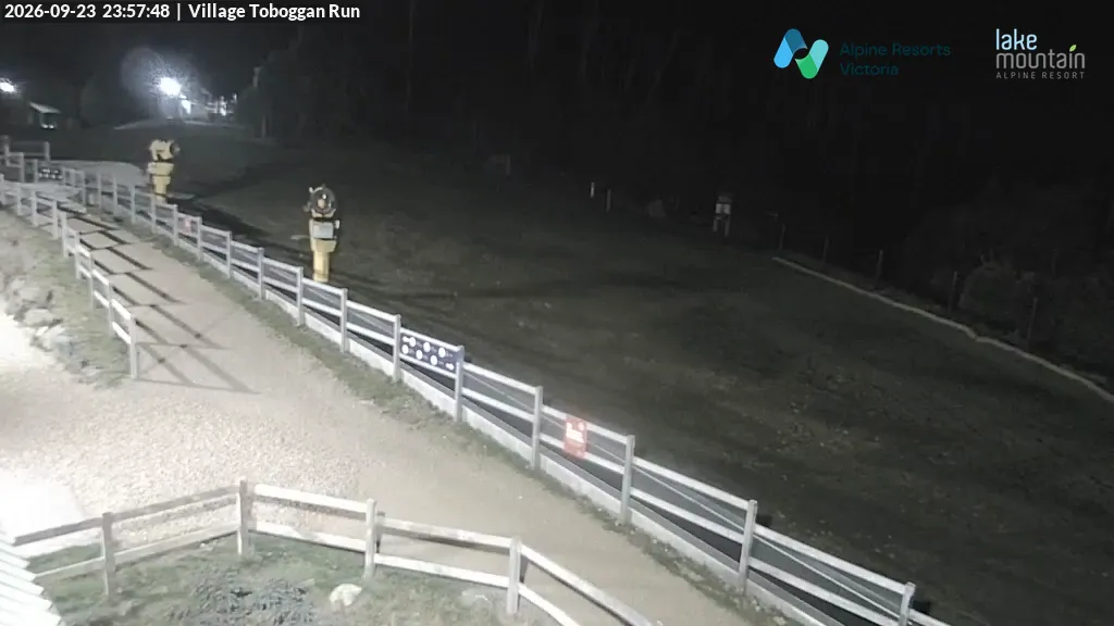 Lake Mountain Village Toboggan Run snow cam captured at 23 September 2026 at 11:59 pm AEST