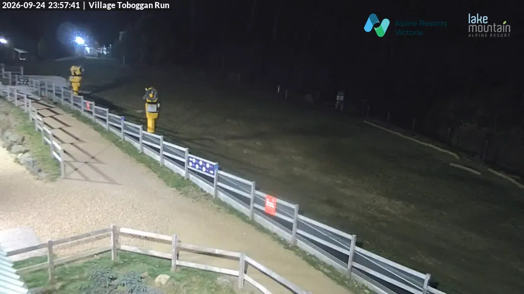 Lake Mountain Village Toboggan Run snow cam captured at 24 September 2026 at 11:59 pm AEST
