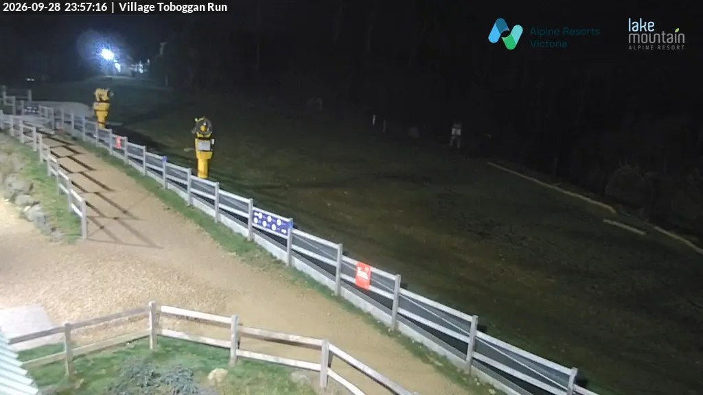 Lake Mountain Village Toboggan Run snow cam captured at 28 September 2026 at 11:58 pm AEST