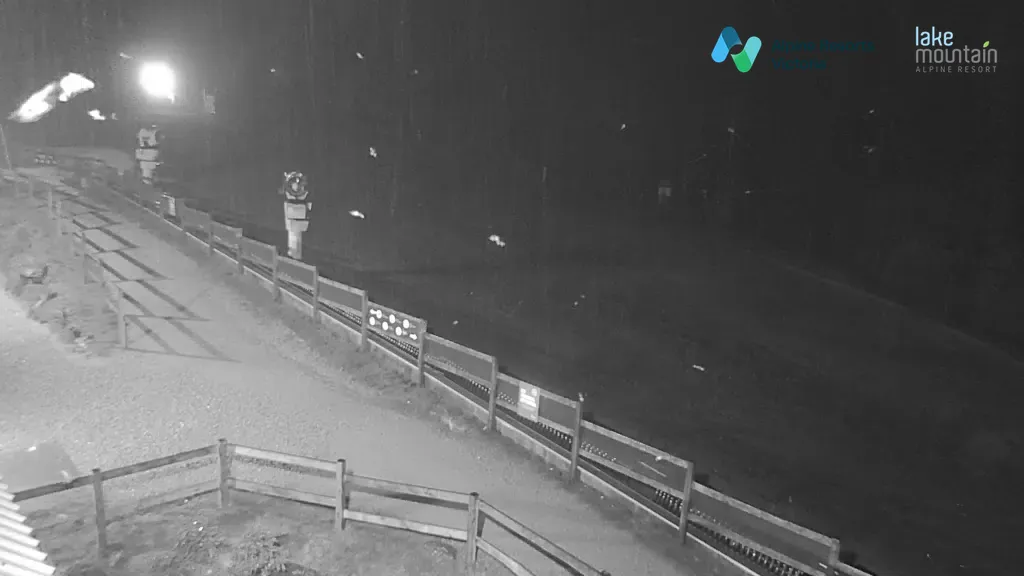 Lake Mountain Village Toboggan Run snow cam captured at 1 October 2026 at 11:49 pm AEST