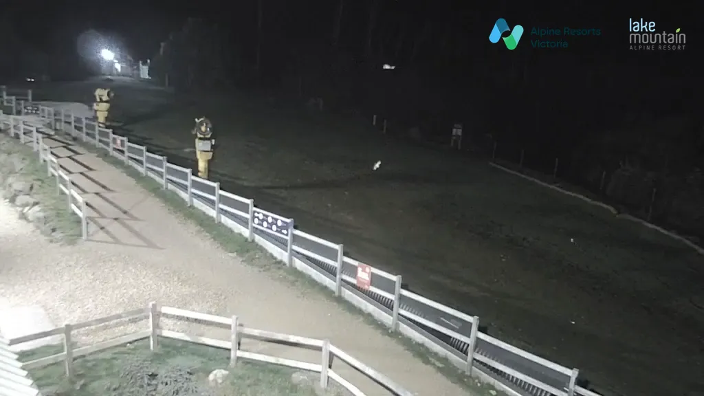 Lake Mountain Village Toboggan Run snow cam captured at 4 October 2026 at 11:54 pm AEDT
