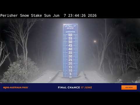 Perisher Snow Stake Live snow cam captured at 7 June 2026 at 11:58 pm AEST