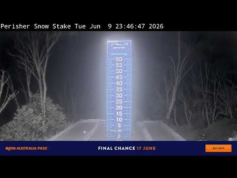 Perisher Snow Stake Live snow cam captured at 9 June 2026 at 11:58 pm AEST