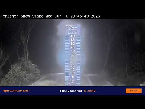 Perisher Snow Stake Live snow cam captured at 10 June 2026 at 11:56 pm AEST