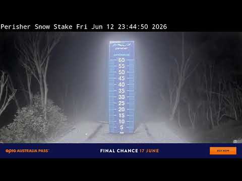 Perisher Snow Stake Live snow cam captured at 12 June 2026 at 11:56 pm AEST