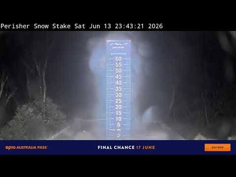 Perisher Snow Stake Live snow cam captured at 13 June 2026 at 11:56 pm AEST