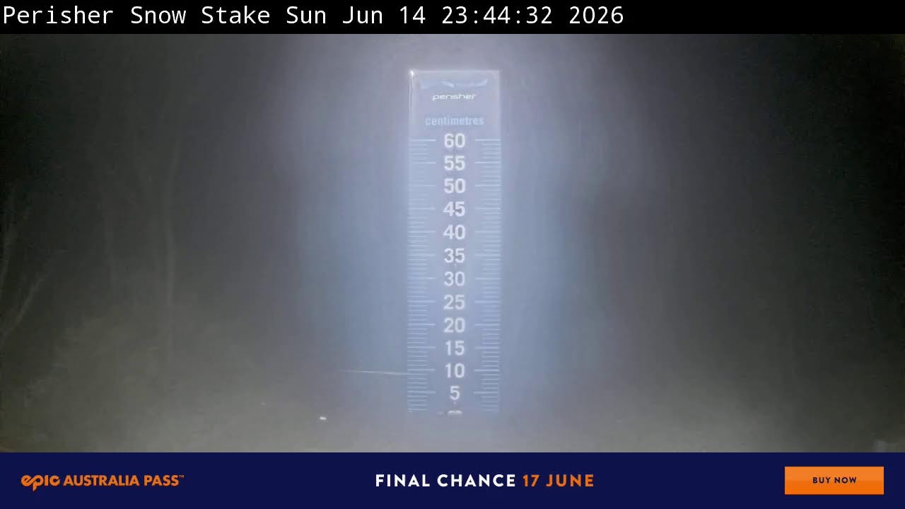 Perisher Snow Stake Live snow cam captured at 14 June 2026 at 11:56 pm AEST