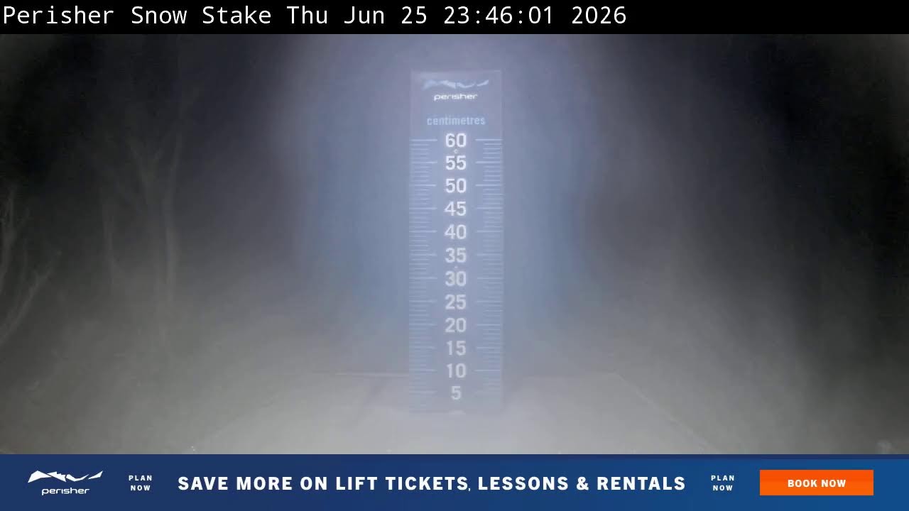 Perisher Snow Stake Live snow cam captured at 25 June 2026 at 11:58 pm AEST