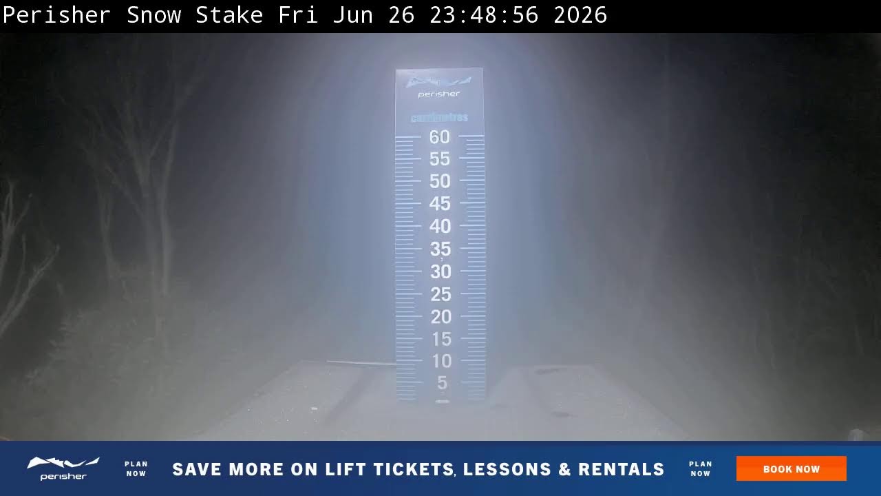 Perisher Snow Stake Live snow cam captured at 26 June 2026 at 11:58 pm AEST