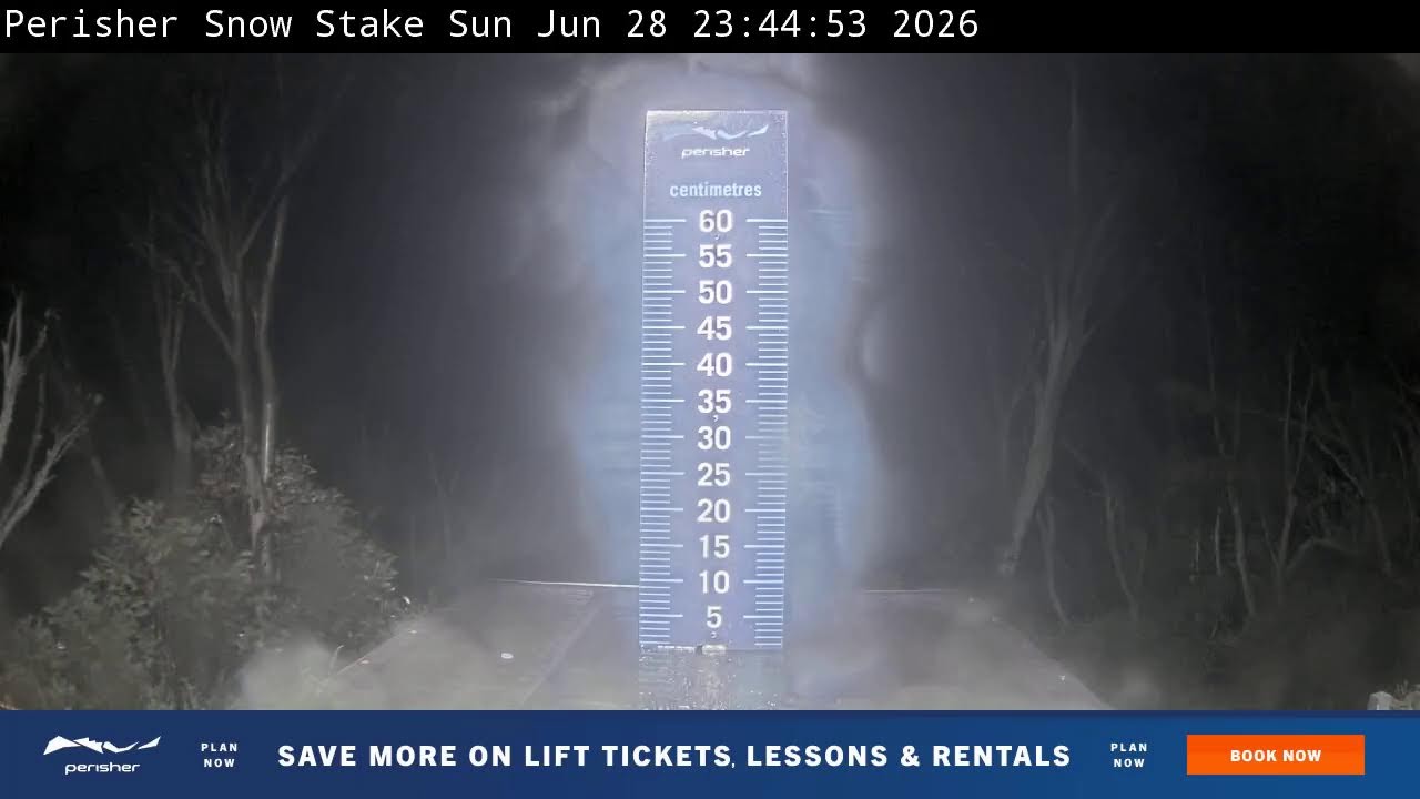 Perisher Snow Stake Live snow cam captured at 28 June 2026 at 11:55 pm AEST