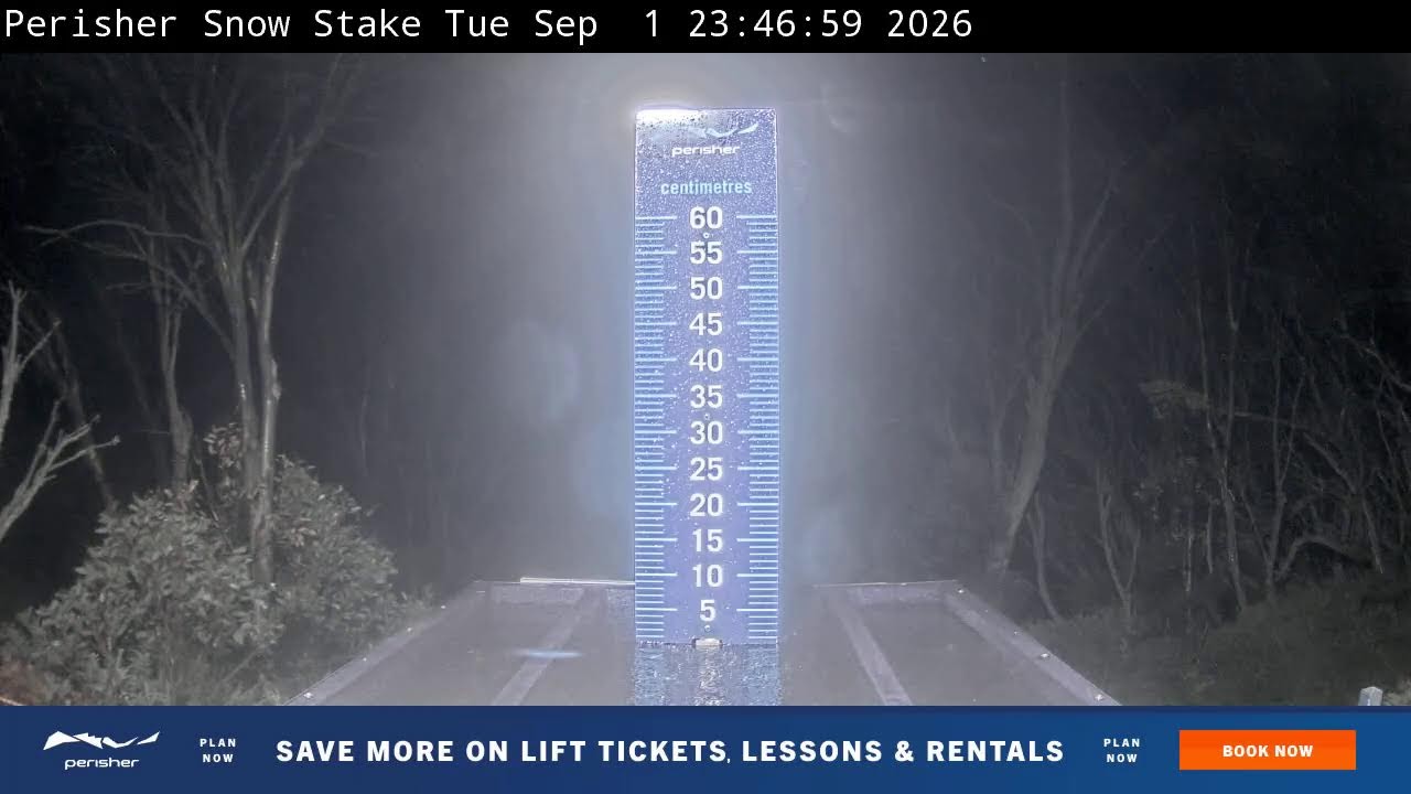 Perisher Snow Stake Live snow cam captured at 1 September 2026 at 11:59 pm AEST
