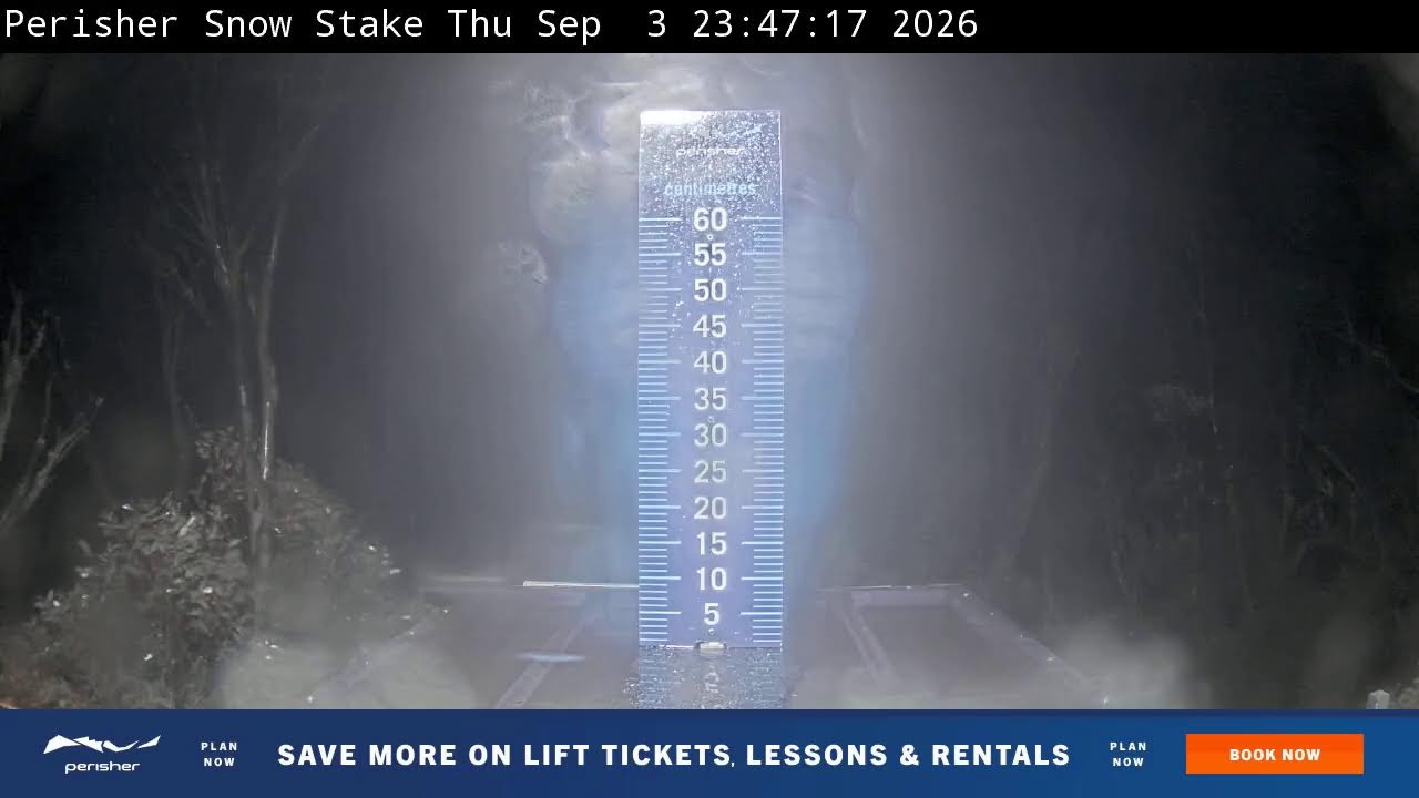 Perisher Snow Stake Live snow cam captured at 3 September 2026 at 11:55 pm AEST