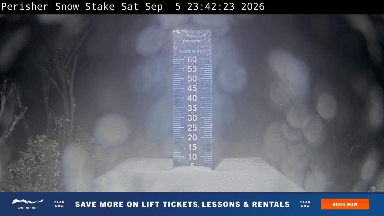 Perisher Snow Stake Live snow cam captured at 5 September 2026 at 11:55 pm AEST