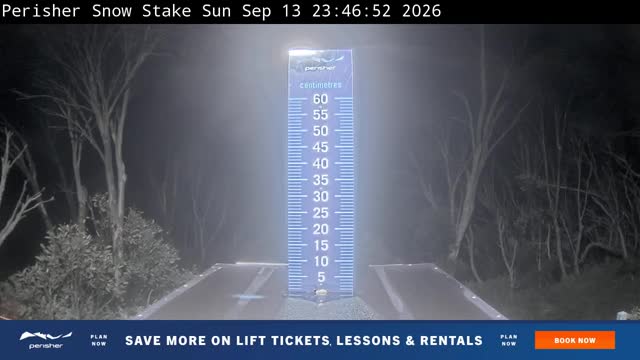 Perisher Snow Stake Live snow cam captured at 13 September 2026 at 11:54 pm AEST