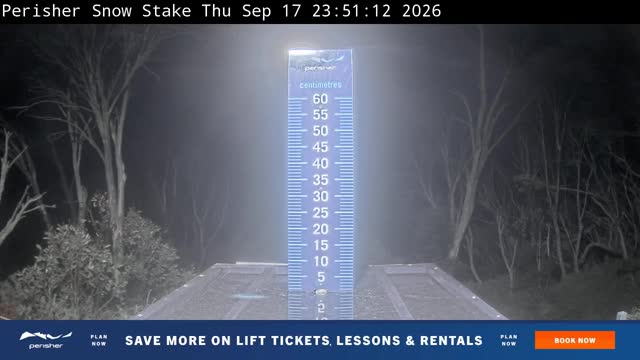 Perisher Snow Stake Live snow cam captured at 17 September 2026 at 11:59 pm AEST
