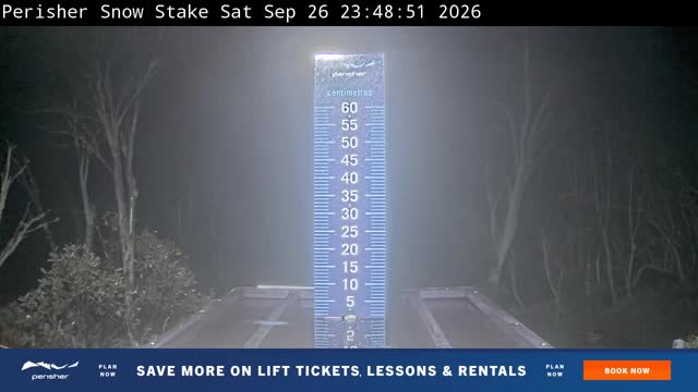Perisher Snow Stake Live snow cam captured at 26 September 2026 at 11:56 pm AEST