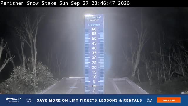 Perisher Snow Stake Live snow cam captured at 27 September 2026 at 11:54 pm AEST