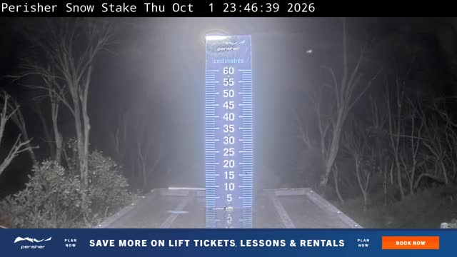 Perisher Snow Stake Live snow cam captured at 1 October 2026 at 11:57 pm AEST