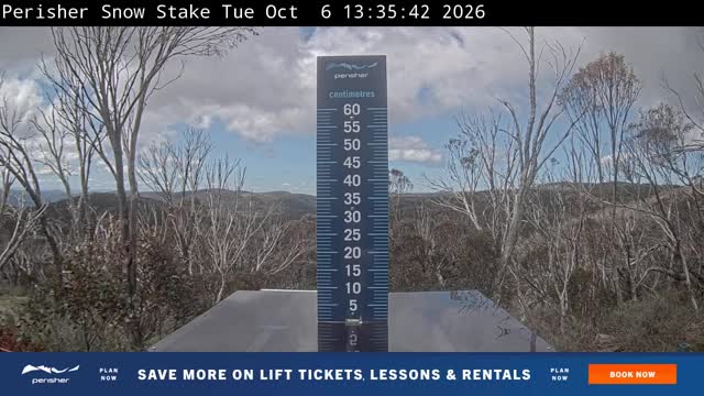 Perisher Snow Stake Live snow cam captured at 6 October 2026 at 1:45 pm AEDT