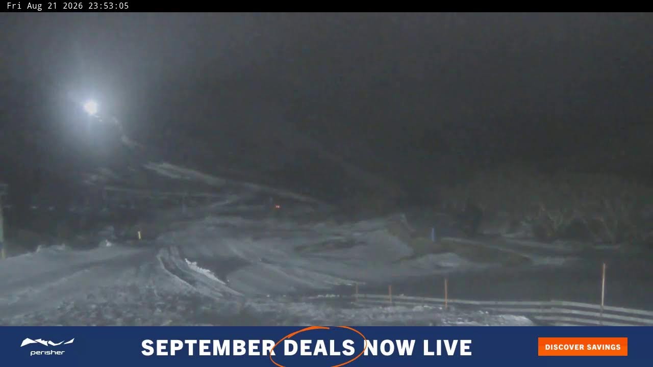 Perisher Blue Cow Live snow cam captured at 21 August 2026 at 11:55 pm AEST