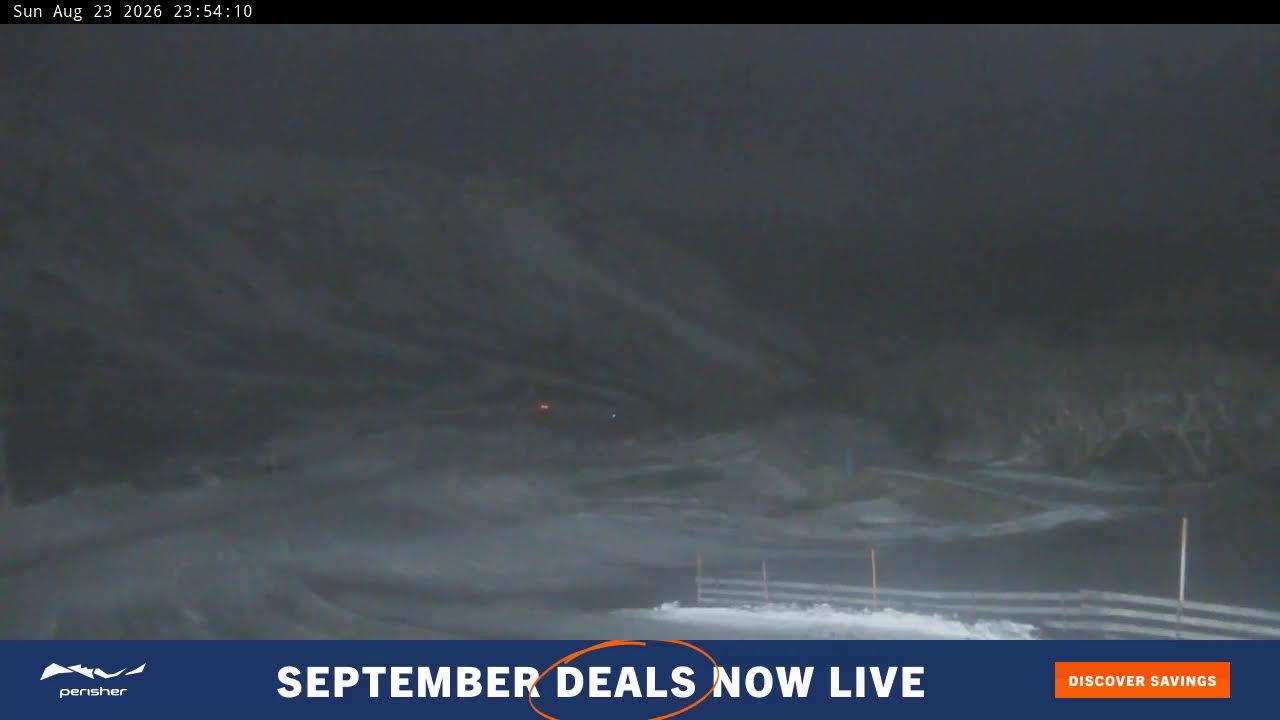 Perisher Blue Cow Live snow cam captured at 23 August 2026 at 11:55 pm AEST