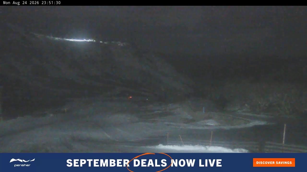 Perisher Blue Cow Live snow cam captured at 24 August 2026 at 11:55 pm AEST