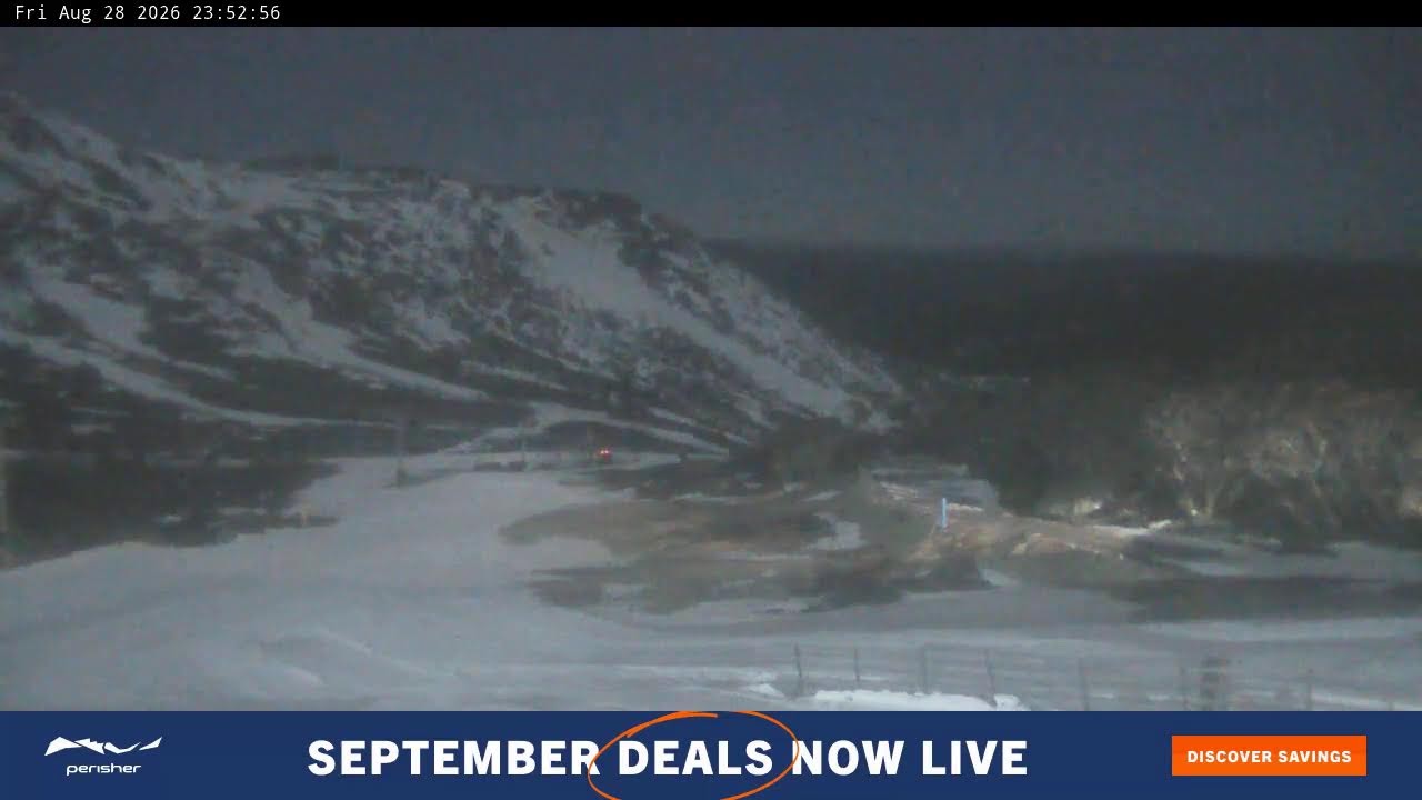Perisher Blue Cow Live snow cam captured at 28 August 2026 at 11:55 pm AEST