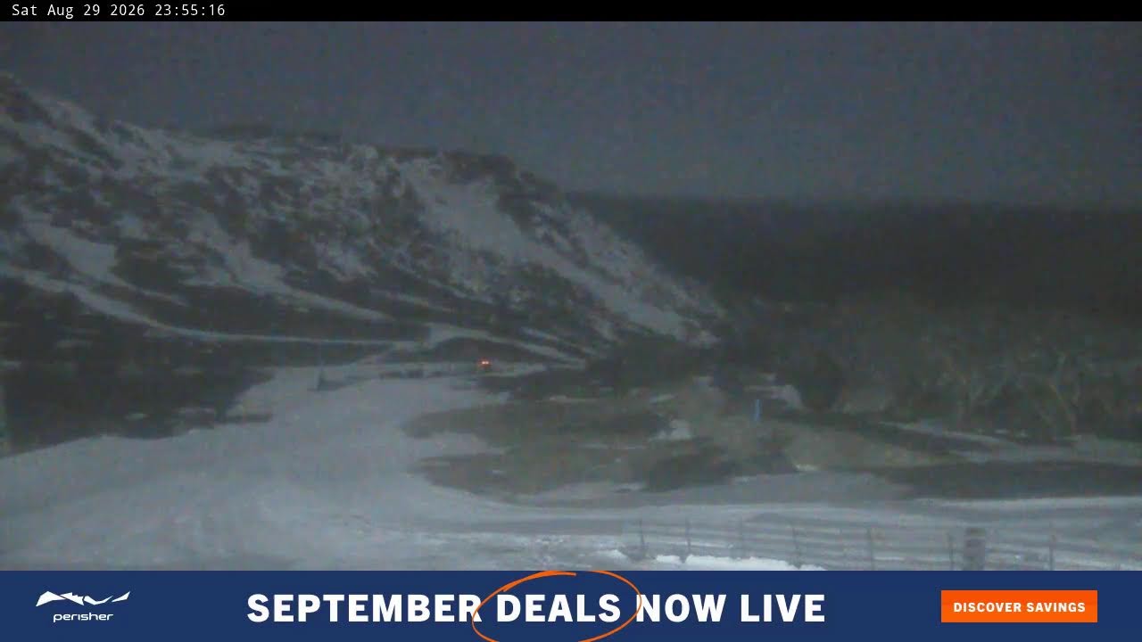 Perisher Blue Cow Live snow cam captured at 29 August 2026 at 11:55 pm AEST