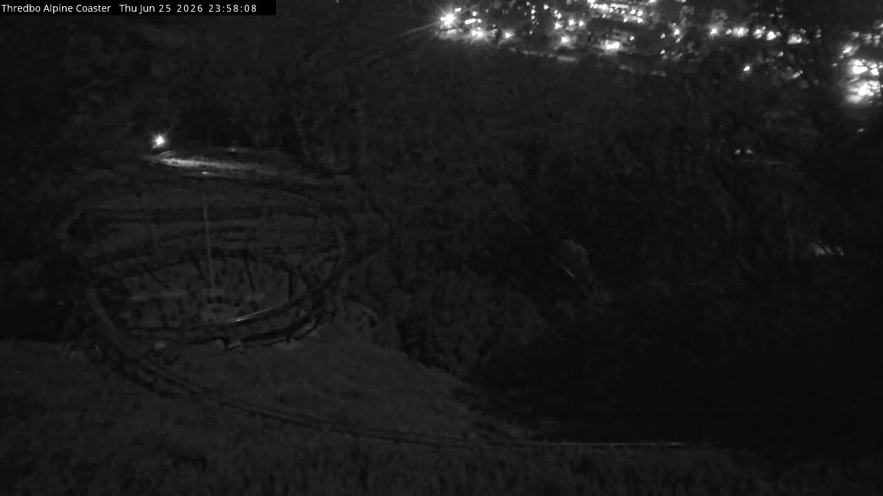 Thredbo Alpine Coaster Live snow cam captured at 25 June 2026 at 11:58 pm AEST