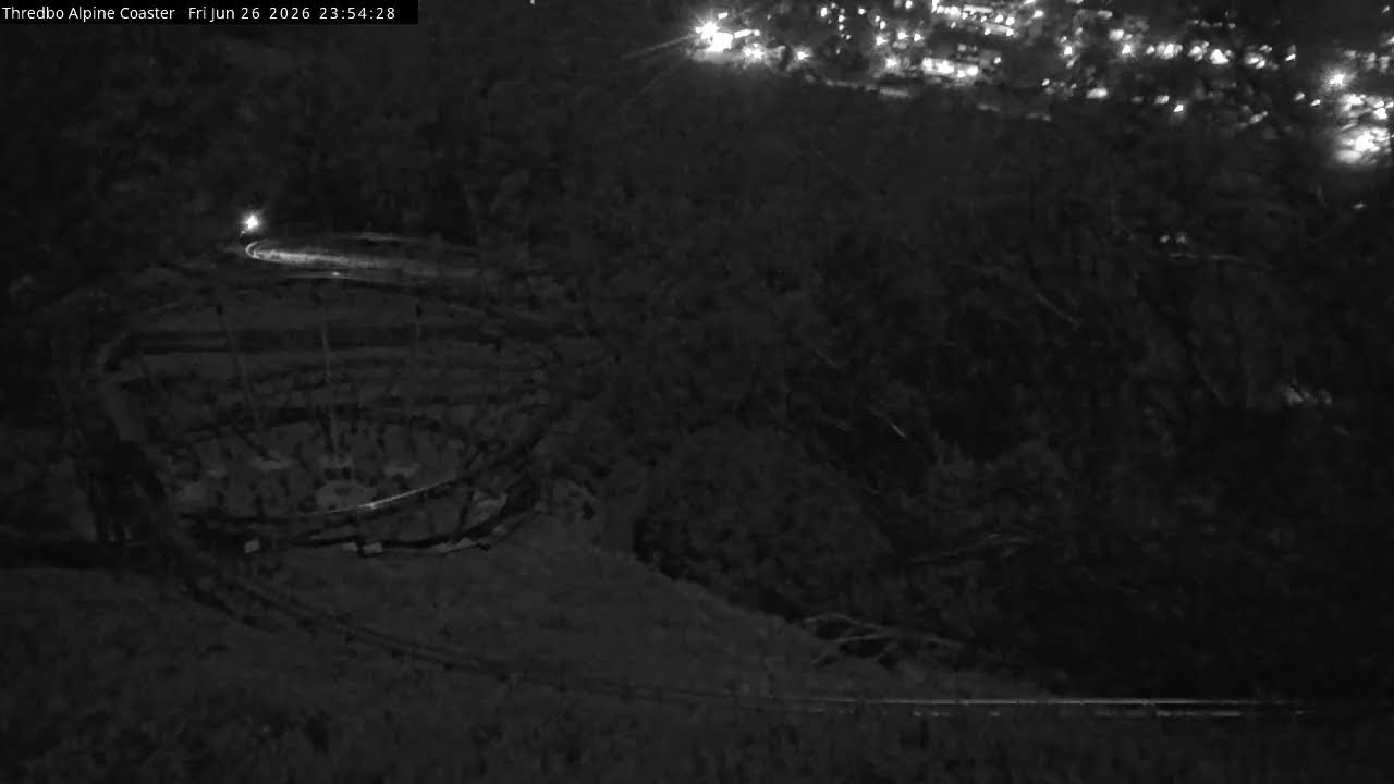 Thredbo Alpine Coaster Live snow cam captured at 26 June 2026 at 11:58 pm AEST