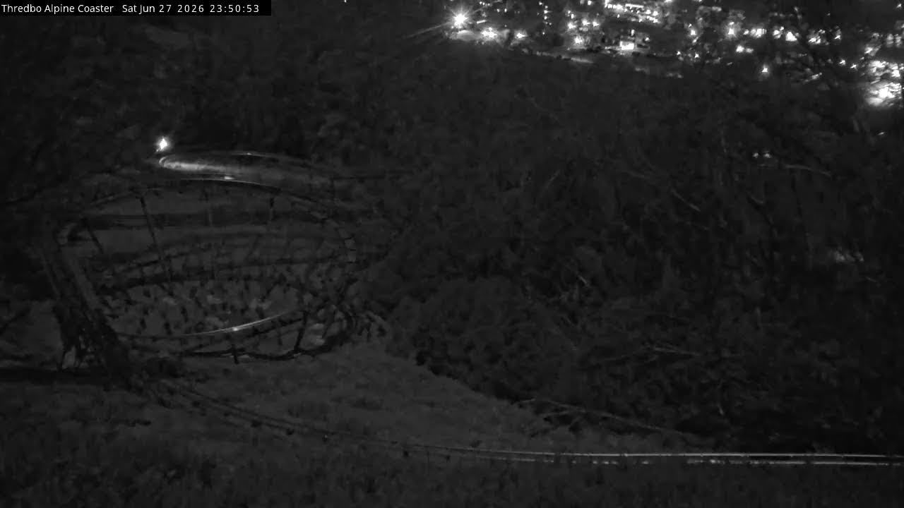 Thredbo Alpine Coaster Live snow cam captured at 27 June 2026 at 11:55 pm AEST