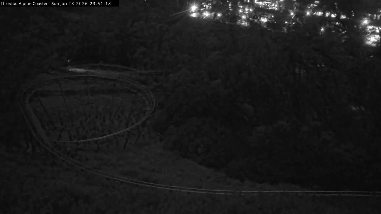 Thredbo Alpine Coaster Live snow cam captured at 28 June 2026 at 11:55 pm AEST