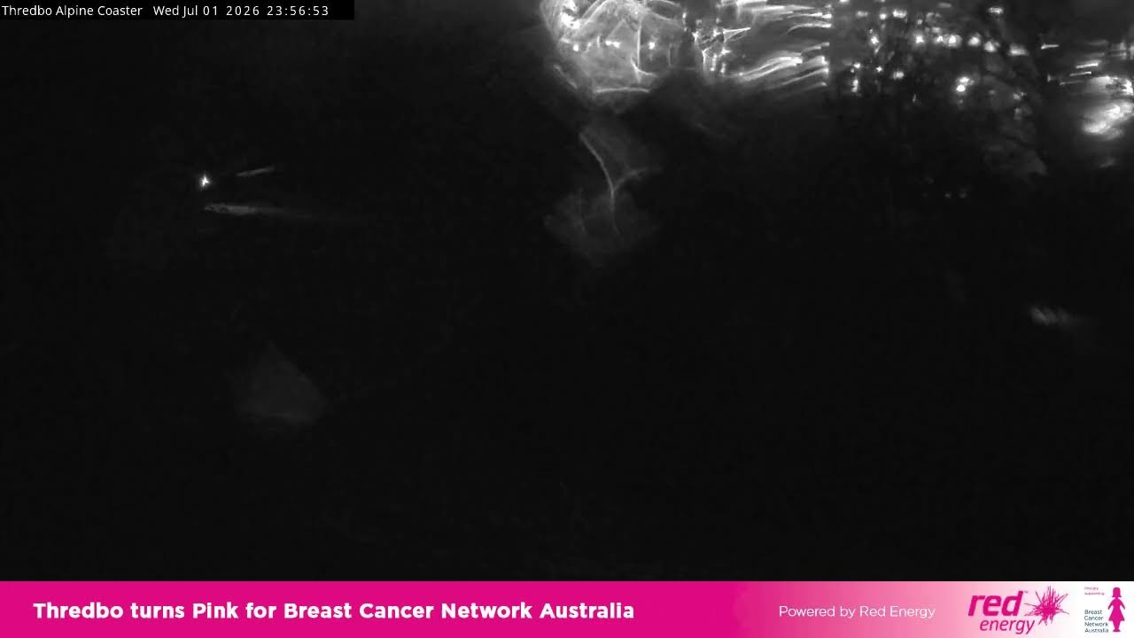 Thredbo Alpine Coaster Live snow cam captured at 1 July 2026 at 11:58 pm AEST