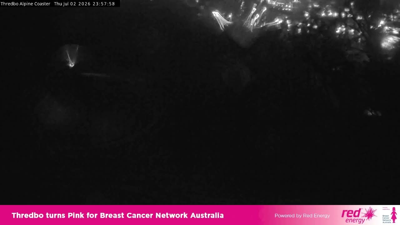 Thredbo Alpine Coaster Live snow cam captured at 2 July 2026 at 11:58 pm AEST
