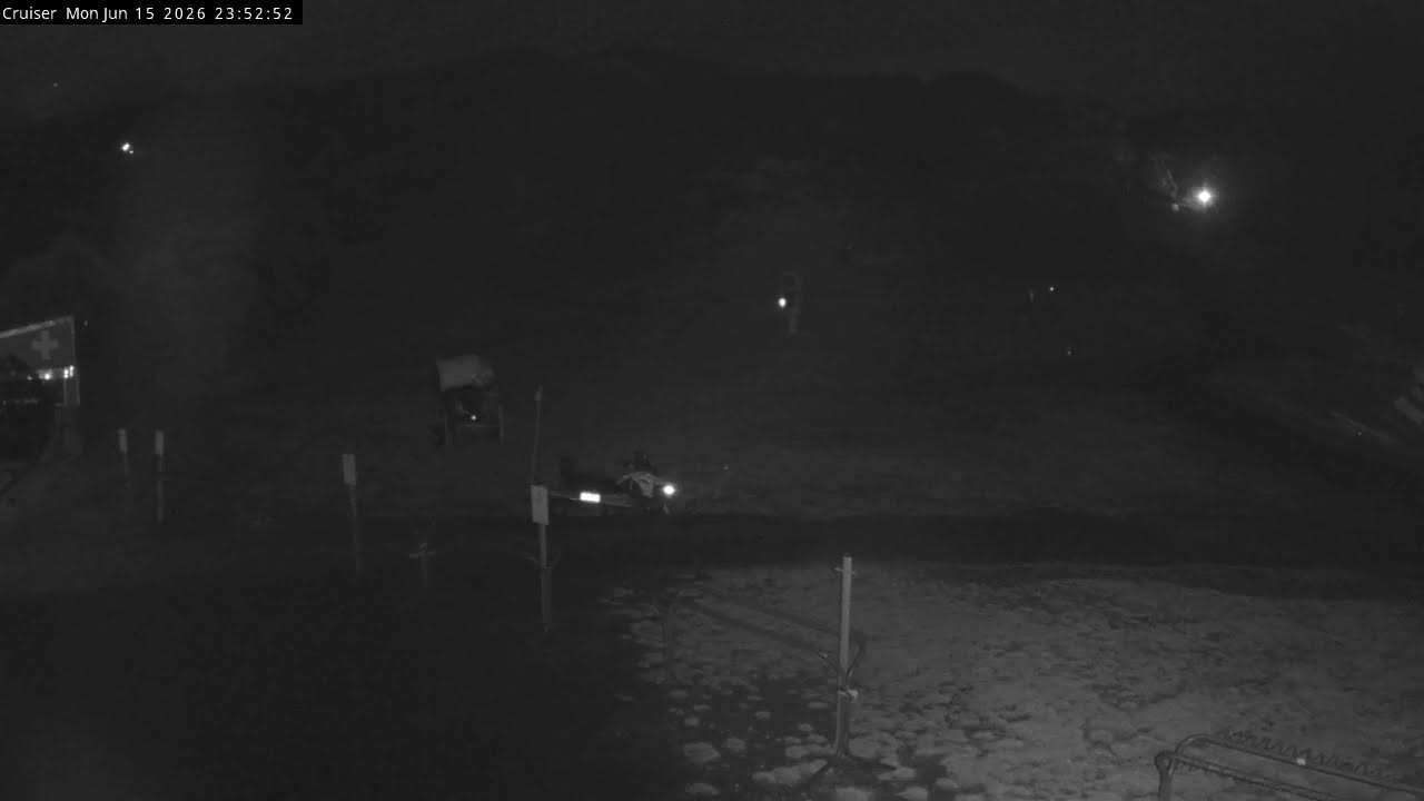 Thredbo Cruiser Area snow cam captured at 15 June 2026 at 11:55 pm AEST