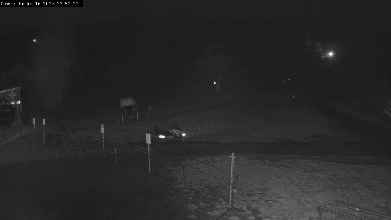 Thredbo Cruiser Area snow cam captured at 16 June 2026 at 11:55 pm AEST