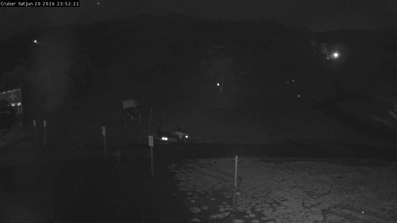 Thredbo Cruiser Area snow cam captured at 20 June 2026 at 11:55 pm AEST