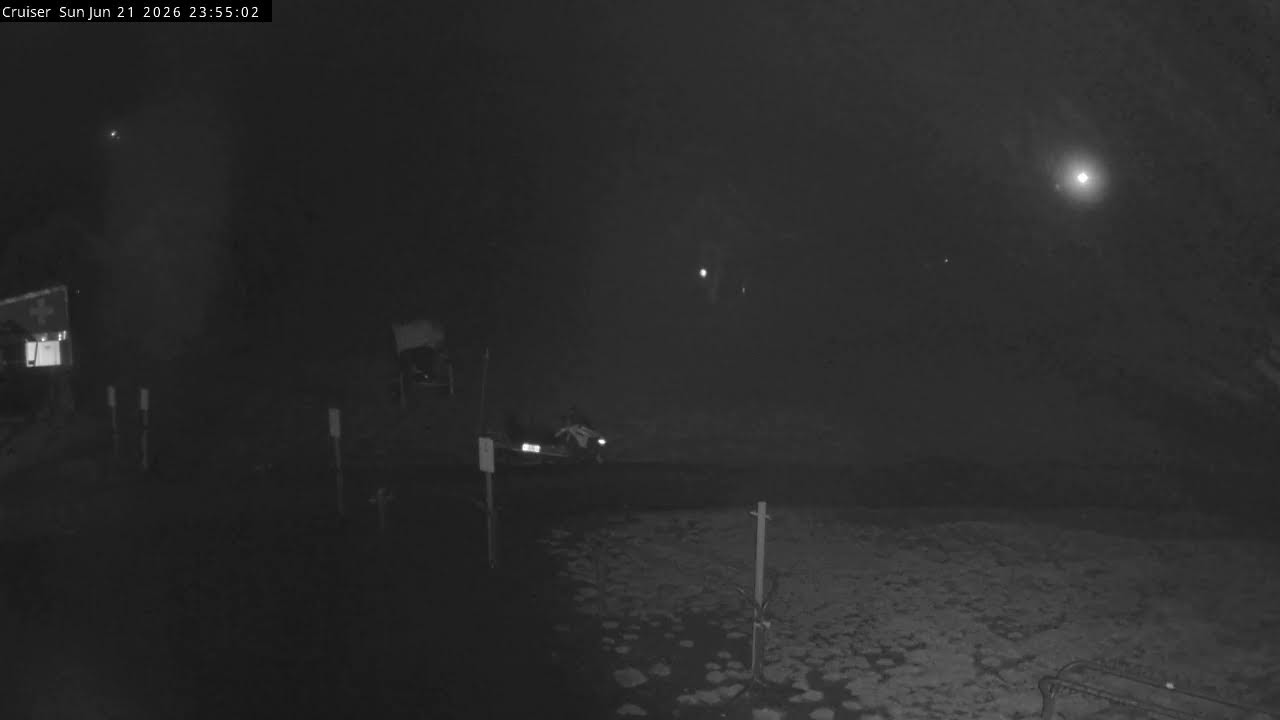 Thredbo Cruiser Area snow cam captured at 21 June 2026 at 11:59 pm AEST