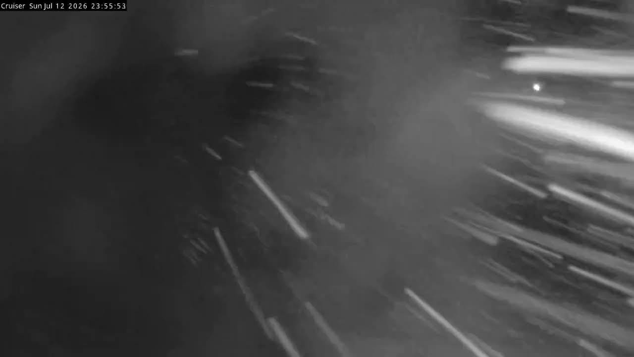 Thredbo Cruiser Area snow cam captured at 12 July 2026 at 11:58 pm AEST