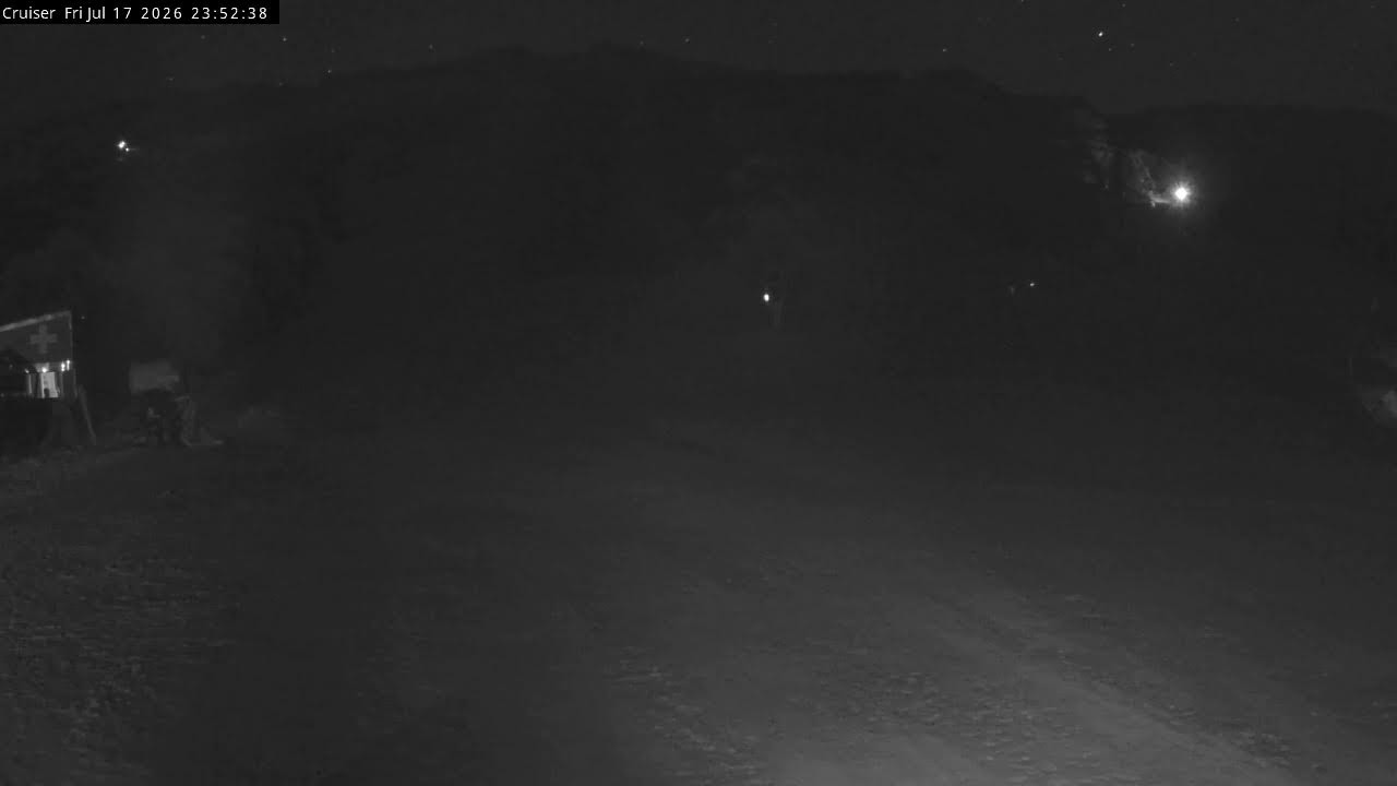 Thredbo Cruiser Area snow cam captured at 17 July 2026 at 11:55 pm AEST