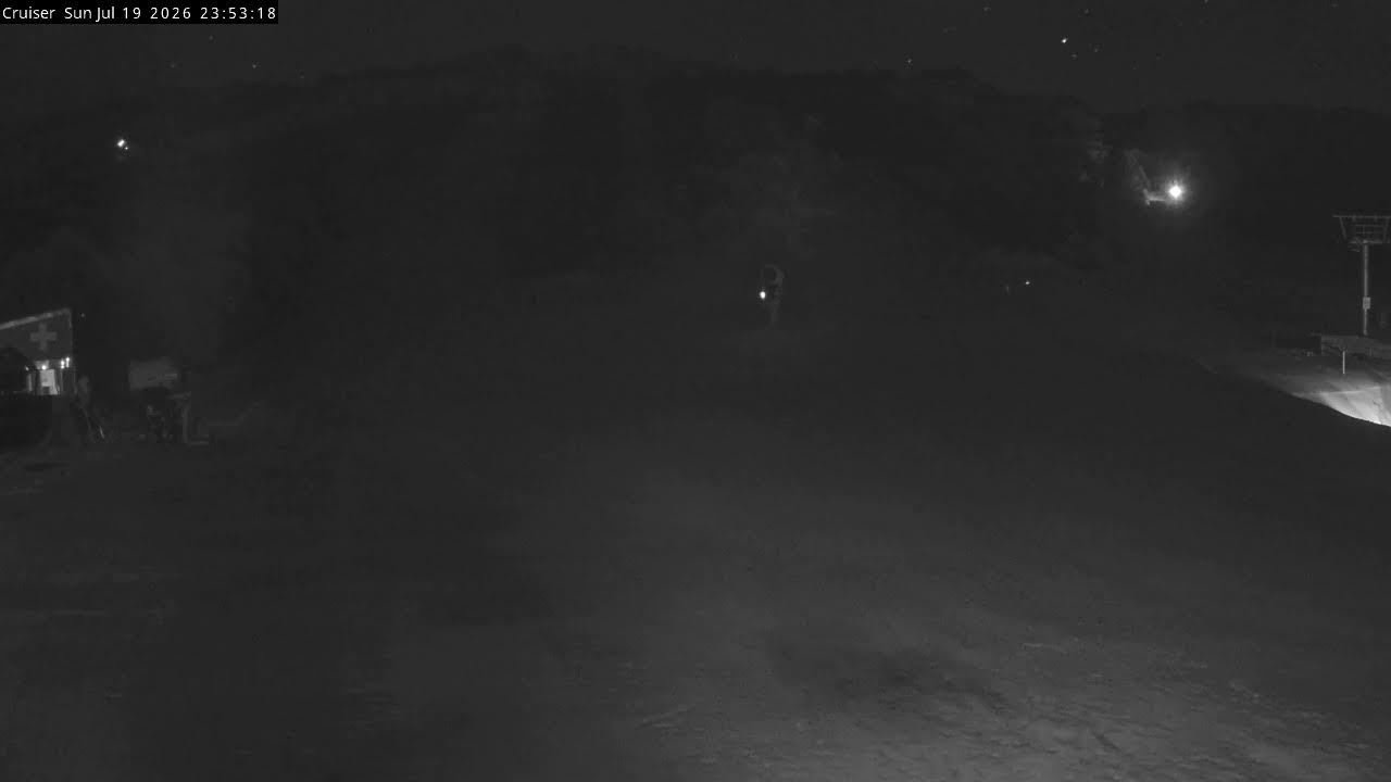 Thredbo Cruiser Area snow cam captured at 19 July 2026 at 11:55 pm AEST