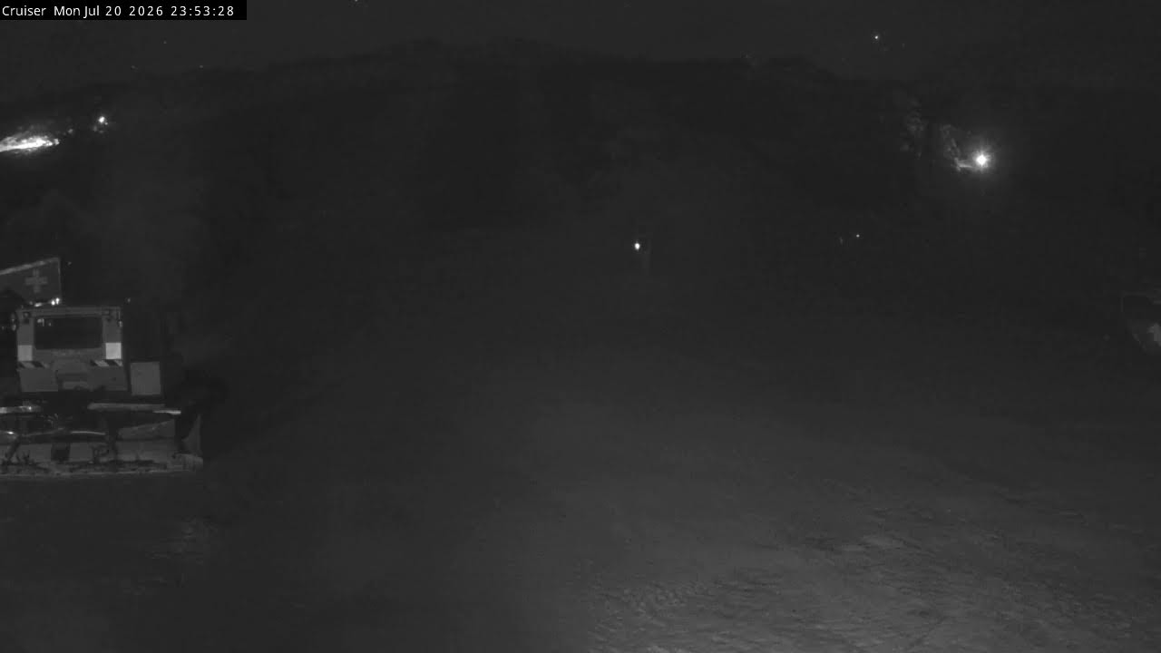 Thredbo Cruiser Area snow cam captured at 20 July 2026 at 11:55 pm AEST